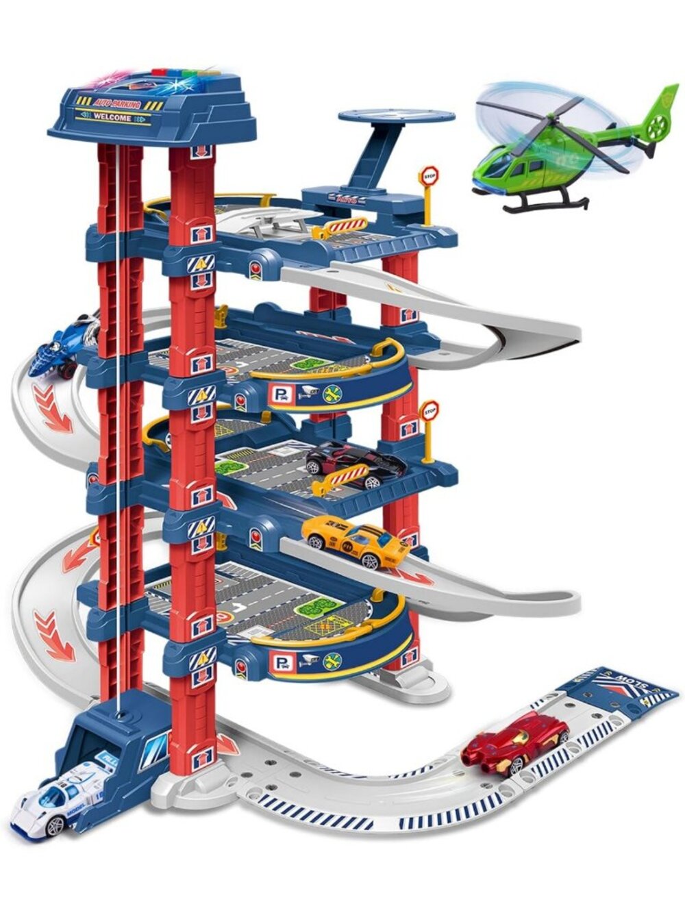 Ultimate Garage Track Set with Electric Elevator, 5-Level Toy Car Garage & 6